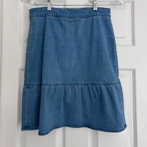 J Crew light denim peplum hem, zip back - Excellent Cond.